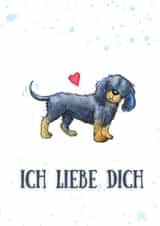 Dachshund Ich Liebe Dich Valentines card created by Kate Garrett