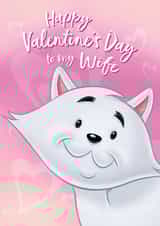 Happy Valentine's Day To My Wife cute kitten card created by Slinkeee Illustration