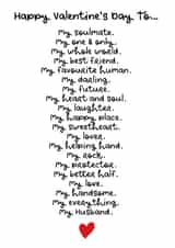 My Soulmate My Handsome My Husband Romantic Card created by PrimePrintsUK