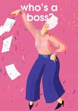 girl boss new job or promotion card created by holaholga