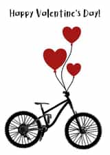 Bike love valentines day card - mountain biking cycling outdoors  created by Rachel Trainor