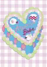 Aquarius Birthday Card for a friend- Vintage Birthday Cake- Aquarius babe created by The Stylist Illustrates