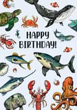 Happy Birthday Sealife / under the sea card created by Life's Little Doodles