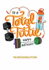 Total Fittie Birthday card  created by Lucy Duckham Illustration