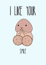 Rude Penis Anniversary Card / Valentines Day Card - I Like Your Smile created by Fern Furness