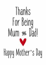 Thanks For Being Mum & Dad created by Natalie Frost