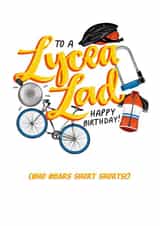 Lycra Lad birthday card created by Lucy Duckham Illustration