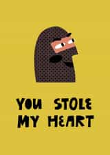 You stole my heart Valentine's Day greeting card created by Bubble Beanie