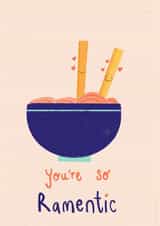 Romantic Ramen pun card created by Studio Sunny Side Up Art
