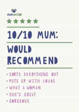 Cute Mothers Day Card - Tripadvisor - Pun - Mumadvisor 101/10 Mum: Would Recommend created by HGH ILLUSTRATIONS