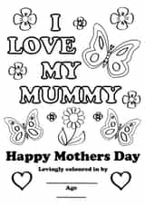 I love my mummy colour your own mothers day card created by Thoughtful Gifts