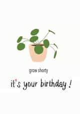 Grow Shorty plant birthday card,Plant Lover birthday card created by TheFishBirdCo