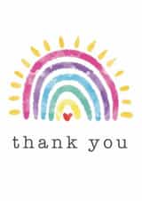 Watercolour rainbow thank you card created by Rainbow Craft Co