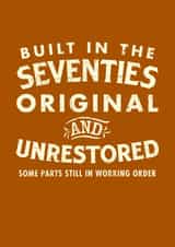Built In The Seventies - Original and Unrestored  created by Duke & Sons