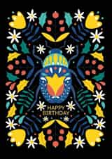 Happy birthday card with flowers and a beetle created by Nastya Rizaeva