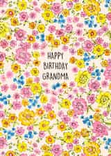 Pretty Birthday Card - For Grandma - Flowers created by Poppy & Mabel 