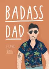Badass Dad Happy Birthday card created by Nicola Scott