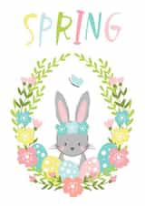 Cute Easter bunny. Easter egg hunt. Spring created by Natalia Blyzen