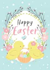 Cute Easter chicks. Happy Easter card created by Natalia Blyzen