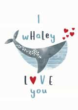 Whale valentines day card created by Little Pipena