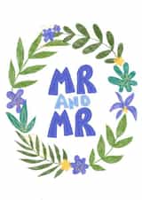 Mr and Mr - gay wedding engagement floral card created by Sophie Kathleen