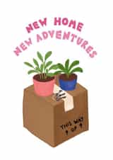 Pretty New Home Card - Plants - Moving Box - New Home New Adventures created by Sophie Kathleen