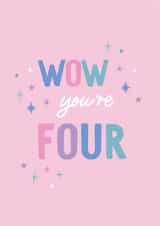 Wow Fourth Birthday Card Pink created by Sarah Catherine