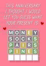 Funny wordle Anniversary girlfriend wife boyfriend husband card 1000 created by The Girl Next Draw Cards