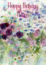 Happy Birthday Mum purple flower border created by Penny SILVERTHORNE