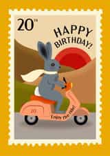 Cute Birthday Card - Bunny - 20th Birthday created by TRICIA O