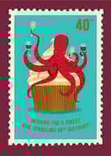 40th Birthday Toasting Octopus Card created by TRICIA O