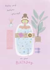Home spa Birthday card created by Sarah Hustwaite Illustration