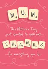 Retro Scrabble Mother's Day card created by NEEDL designs