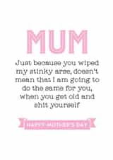 Funny Mother's Day stinky arse card for Mum created by Silly Prints