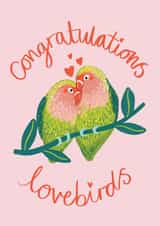 Congratulations Lovebirds card - Bright bird card created by Laura Barnes