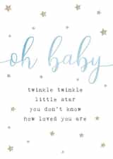 Star themed blue new baby boy card created by Loopy Creative
