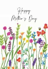 Classic Mothers Day Card - Wild Flowers - Happy Mothers Day Card created by Olivia Morgan ltd