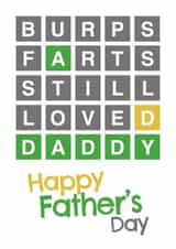 Funny Wordle Fathers Day Card - Daddy - Farts - Happy Father's Day created by Codfish Design