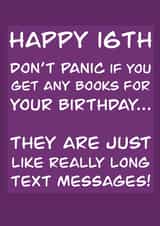 16th birthday card for any teenager who doesn't enjoy a good book created by Shore Designs