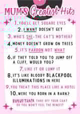 Funny Mothers Day Card - Music - Mum's Greatest Hits created by Violet and Alfie