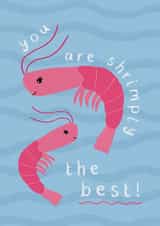 Cute Shrimp Pun Thank You Card / Mother's Day Card / Birthday Card - Shrimps - You Are Shrimply The Best! created by Caitlin Makes Things