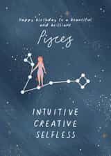 Pisces Astrology Star Sign Happy Birthday Card 1001 created by Flourish Paperworks