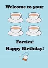 Forties four teas birthday card created by The Fixby Fox