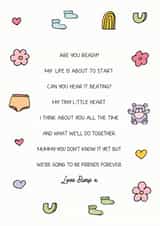 Mum To Be Poem Love Bump, First Mother's Day, Mummy's First Birthday card created by Lara King Draws