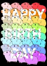 Guinea Pig Rainbow birthday card created by Cumbertoons