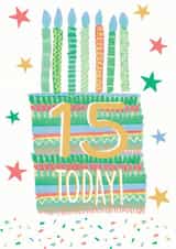 15th Birthday Cake Card 1001 created by Pom Pom Party Cards