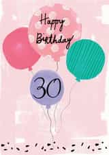 30th Birthday Balloon Card created by Pom Pom Party Cards