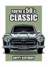 50'S CLASSIC CAR BIRTHDAY CARD created by RetroMotion Artwork