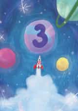 3rd birthday card - kids space rocket created by The Grey Earl