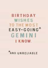 Easy-Going Gemini Horoscope Birthday Card created by Too Wordy